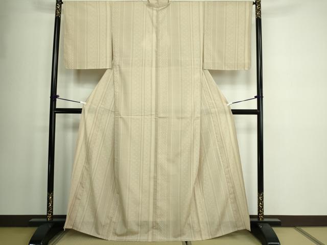 平和屋着物▽本塩沢 単衣 麻の葉間道 正絹 逸品 DAAW9363sf
