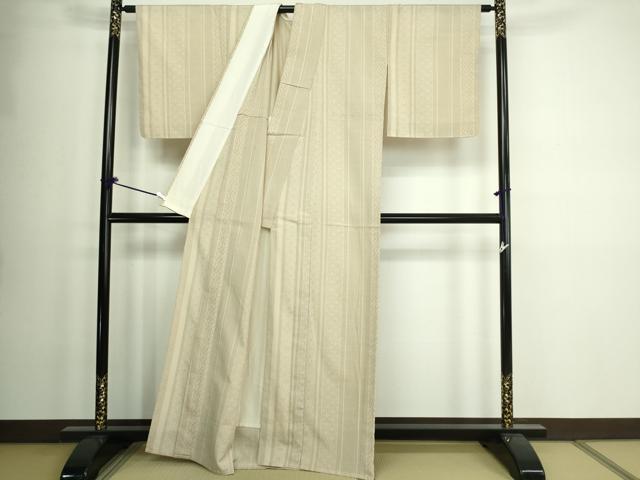 平和屋着物▽本塩沢 単衣 麻の葉間道 正絹 逸品 DAAW9363sf
