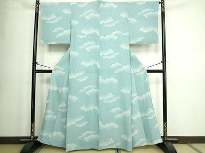 平和屋着物▽上質な小紋 単衣 霞文 正絹 逸品 DAAW9365sf