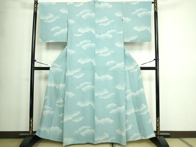 平和屋着物▽上質な小紋 単衣 霞文 正絹 逸品 DAAW9365sf