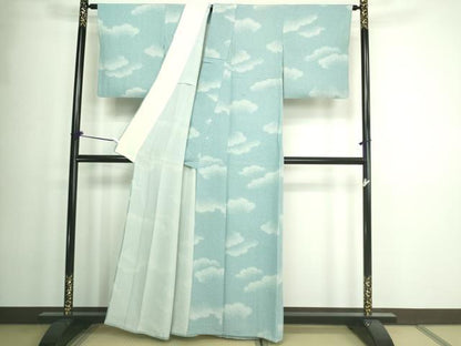 平和屋着物▽上質な小紋 単衣 霞文 正絹 逸品 DAAW9365sf