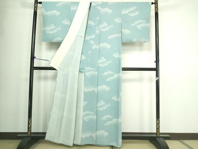 平和屋着物▽上質な小紋 単衣 霞文 正絹 逸品 DAAW9365sf