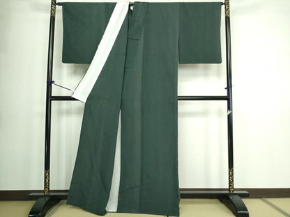 平和屋着物▽上質なお召 単衣 縞 正絹 逸品 DAAW9367sf