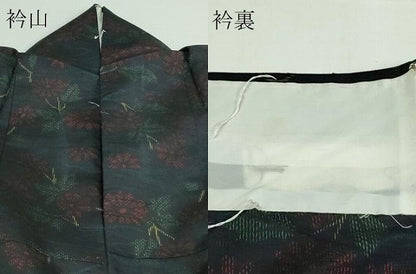 平和屋着物▽上質な紬　単衣　草花文　正絹　逸品　DAAW9369sf