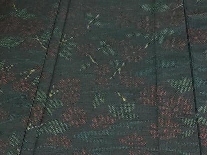 平和屋着物▽上質な紬　単衣　草花文　正絹　逸品　DAAW9369sf