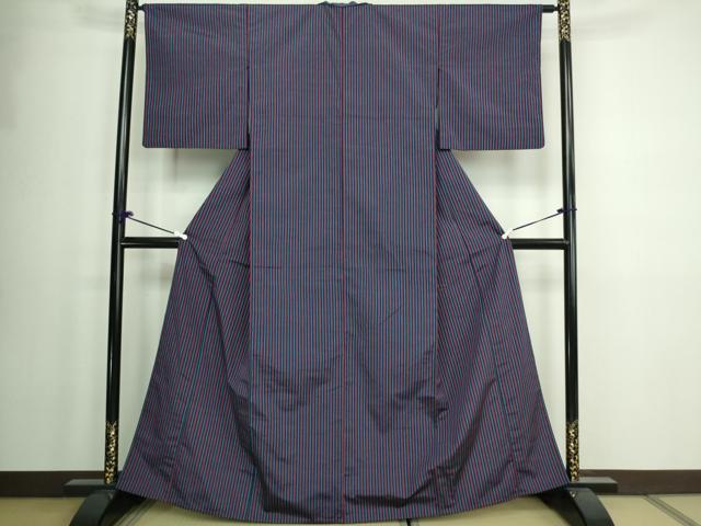 平和屋着物▽上質な紬 単衣 間道 正絹 逸品 DAAW9370sf