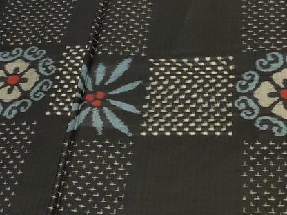 平和屋着物▽上質な紬　単衣　舞花文　正絹　逸品　DAAW9371sf