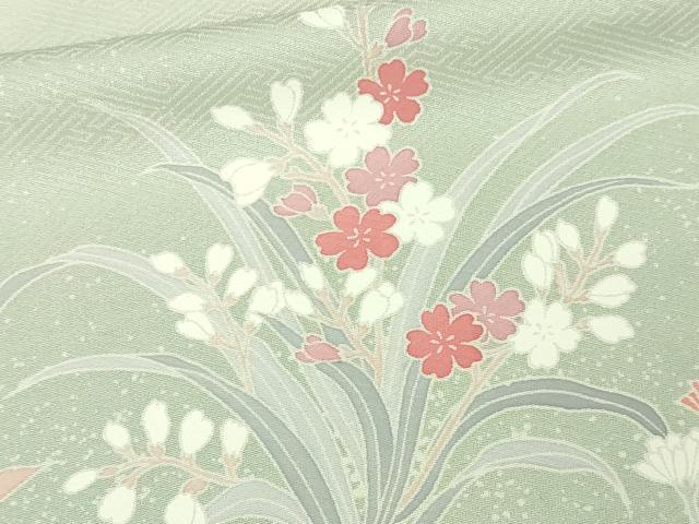 平和屋着物▽訪問着　単衣　草花文　暈し染め　金彩　正絹　逸品　DAAW9374sf
