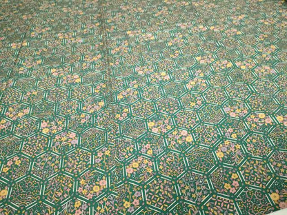 平和屋着物▽上質な小紋　単衣　亀甲草花文　ロング丈　正絹　逸品　DAAW9375sf