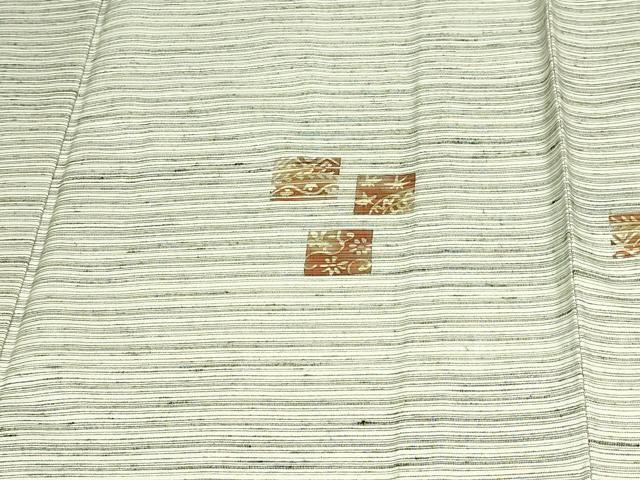 平和屋着物▽上質な紬　単衣　草花文　正絹　逸品　DAAW9376sf