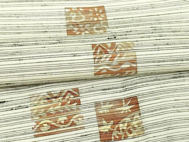 平和屋着物▽上質な紬　単衣　草花文　正絹　逸品　DAAW9376sf