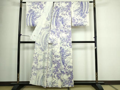 平和屋着物▽上質な小紋 単衣 文箱花文 金彩 正絹 逸品 DAAW9377sf