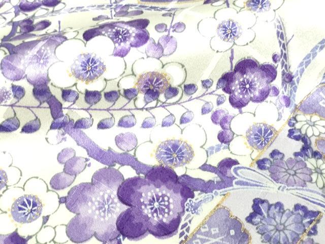 平和屋着物▽上質な小紋 単衣 文箱花文 金彩 正絹 逸品 DAAW9377sf