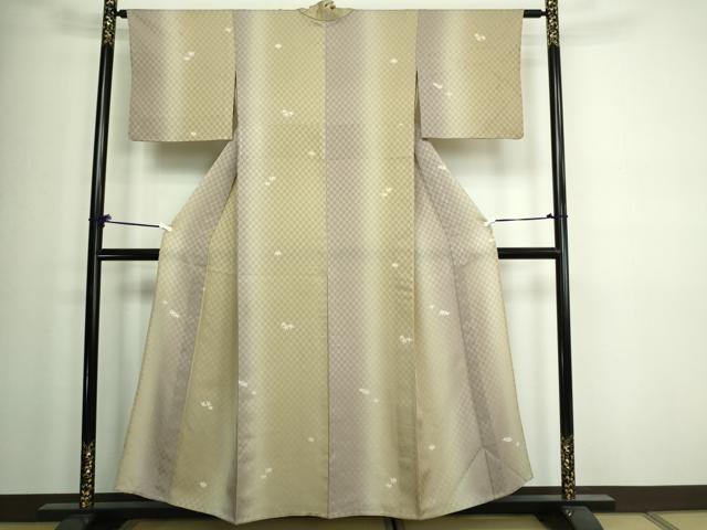 平和屋着物▽上質な小紋 単衣 笹文 暈し染め 正絹 逸品 DAAW9379sf