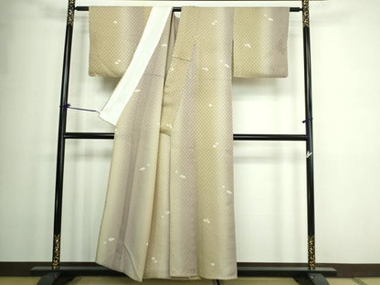 平和屋着物▽上質な小紋 単衣 笹文 暈し染め 正絹 逸品 DAAW9379sf
