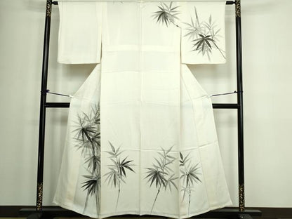 平和屋着物▽訪問着 単衣 手描き 笹竹文 正絹 逸品 DAAW9384sf