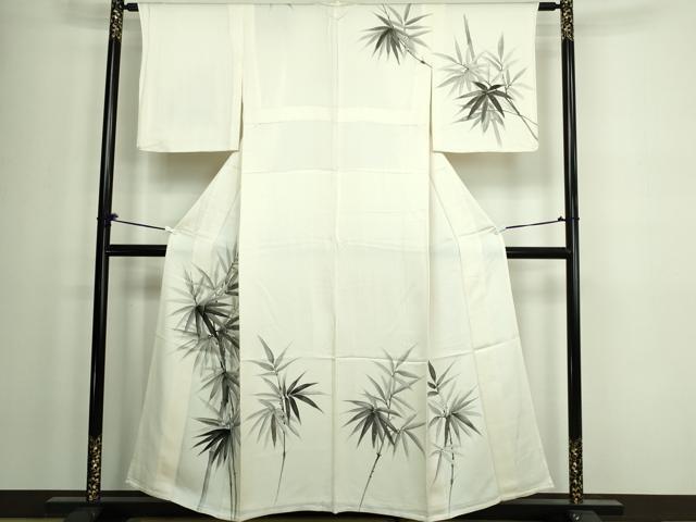 平和屋着物▽訪問着 単衣 手描き 笹竹文 正絹 逸品 DAAW9384sf