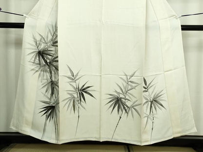 平和屋着物▽訪問着 単衣 手描き 笹竹文 正絹 逸品 DAAW9384sf