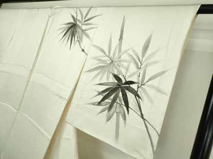 平和屋着物▽訪問着 単衣 手描き 笹竹文 正絹 逸品 DAAW9384sf
