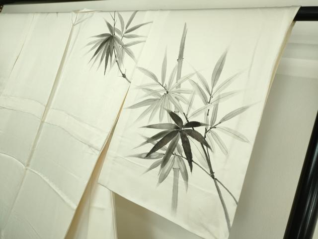 平和屋着物▽訪問着 単衣 手描き 笹竹文 正絹 逸品 DAAW9384sf