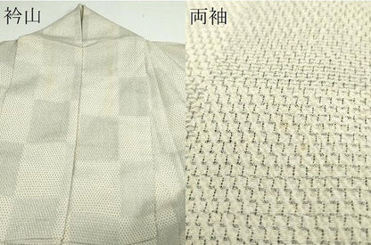 平和屋着物▽本塩沢 単衣 110亀甲 市松文様 正絹 逸品 DAAW9385sf