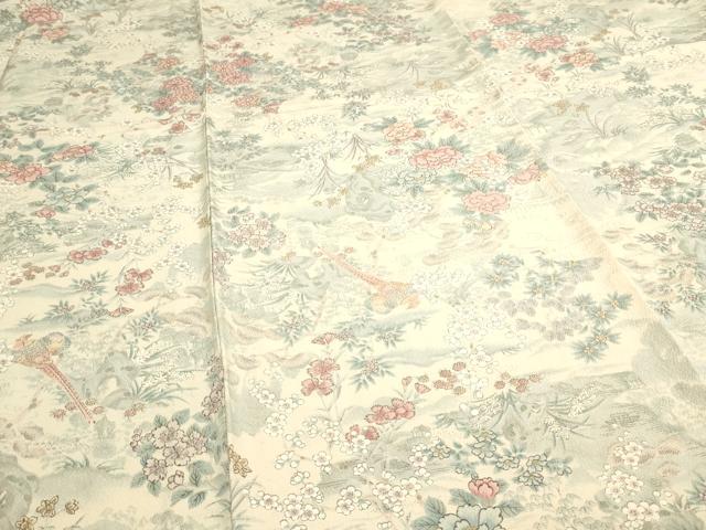 平和屋着物▽上質な小紋 単衣 草花文 正絹 逸品 未使用 DAAW9387sf