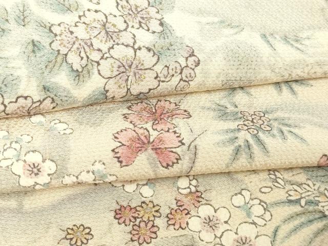 平和屋着物▽上質な小紋 単衣 草花文 正絹 逸品 未使用 DAAW9387sf