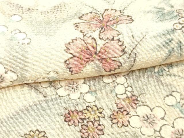平和屋着物▽上質な小紋 単衣 草花文 正絹 逸品 未使用 DAAW9387sf