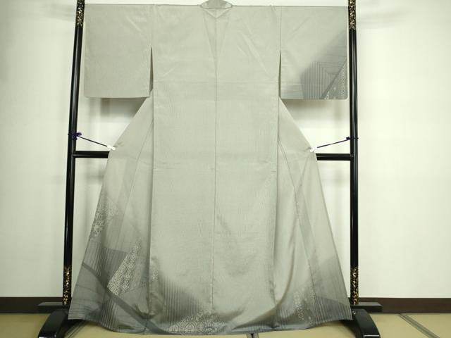 平和屋着物▽訪問着 単衣 本塩沢 やまだ織 花菱文 正絹 逸品 DAAW9388sf