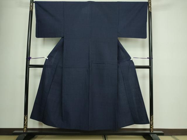 平和屋着物▽男性 紬 単衣 鉄紺色 正絹 逸品 DAAW9389sf