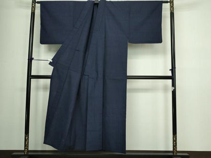 平和屋着物▽男性 紬 単衣 鉄紺色 正絹 逸品 DAAW9389sf
