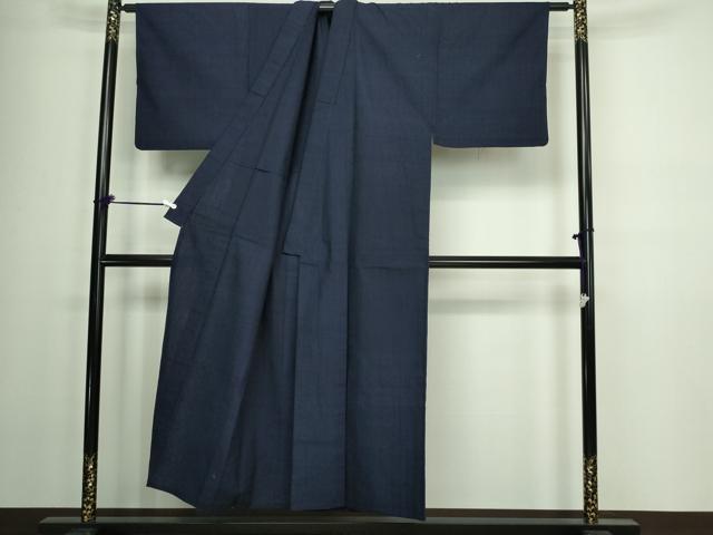 平和屋着物▽男性 紬 単衣 鉄紺色 正絹 逸品 DAAW9389sf