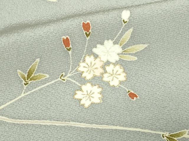 平和屋着物▽訪問着 単衣 駒刺繍 枝花文 金彩 正絹 逸品 DAAW9391sf