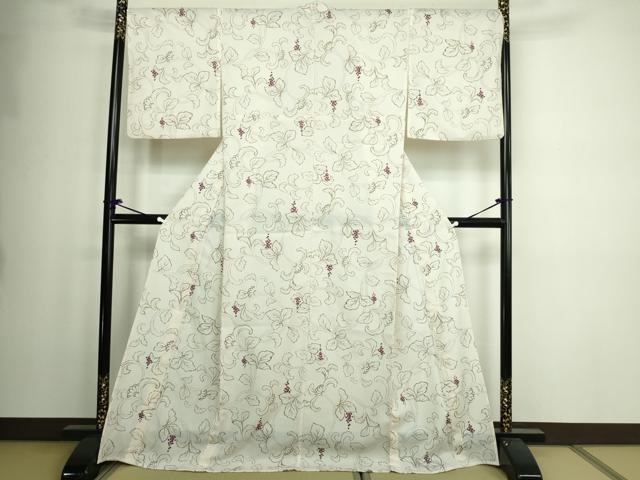 平和屋着物▽小紋 単衣 葡萄唐草文 洗える着物 DAAW9394sf