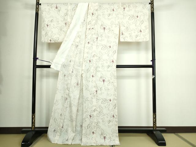 平和屋着物▽小紋 単衣 葡萄唐草文 洗える着物 DAAW9394sf
