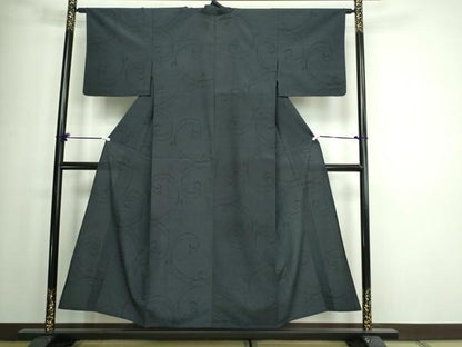 平和屋着物▽本塩沢 単衣 130亀甲 唐草文 正絹 逸品 DAAW9395sf
