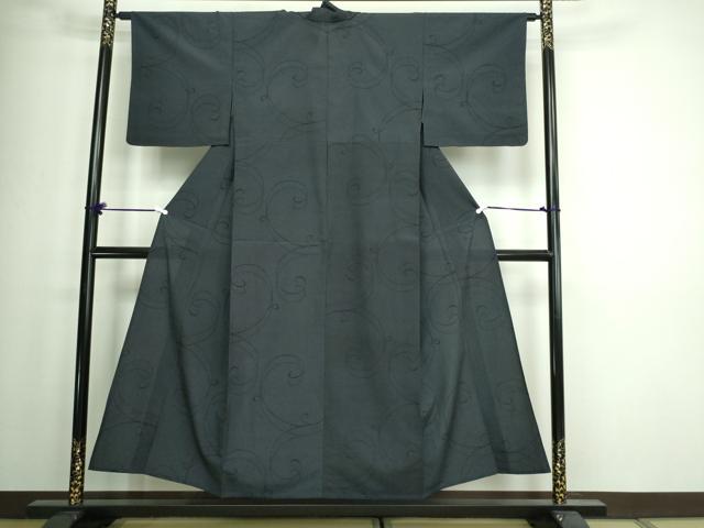 平和屋着物▽本塩沢 単衣 130亀甲 唐草文 正絹 逸品 DAAW9395sf