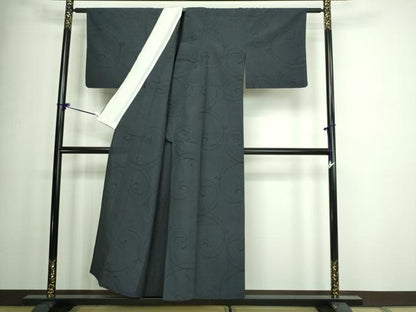 平和屋着物▽本塩沢 単衣 130亀甲 唐草文 正絹 逸品 DAAW9395sf