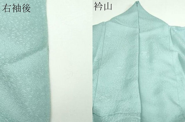 平和屋着物▽上質な色無地　単衣　花唐草地紋　秘色色　正絹　逸品　DAAW9396sf