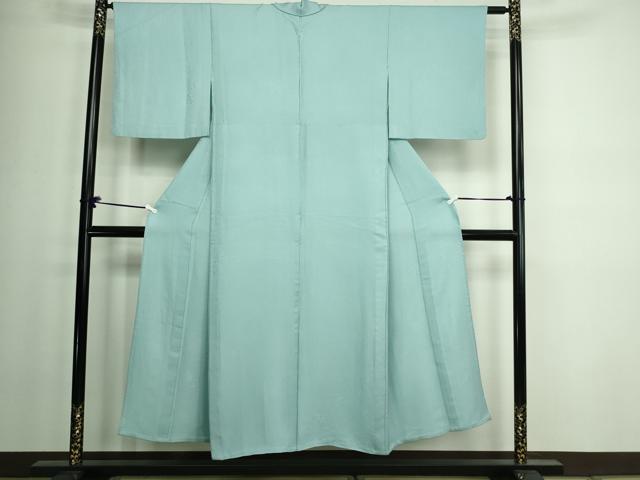 平和屋着物▽上質な色無地　単衣　花唐草地紋　秘色色　正絹　逸品　DAAW9396sf