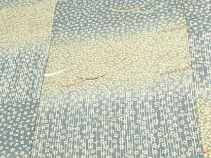 平和屋着物▽上質な小紋 単衣 芝花文 暈し染め 正絹 逸品 DAAW9397sf