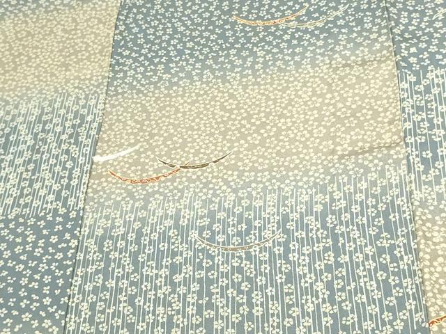 平和屋着物▽上質な小紋 単衣 芝花文 暈し染め 正絹 逸品 DAAW9397sf