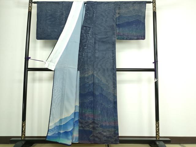 平和屋着物▽訪問着 無双 紗袷 紗×紗 風景文 暈し染め 正絹 逸品 DAAW9399sf