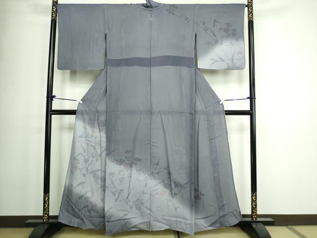 平和屋着物▽訪問着 無双 紗袷 紗×絽 草花文 銀彩 正絹 逸品 DAAW9402sf