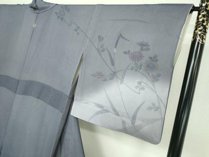 平和屋着物▽訪問着 無双 紗袷 紗×絽 草花文 銀彩 正絹 逸品 DAAW9402sf