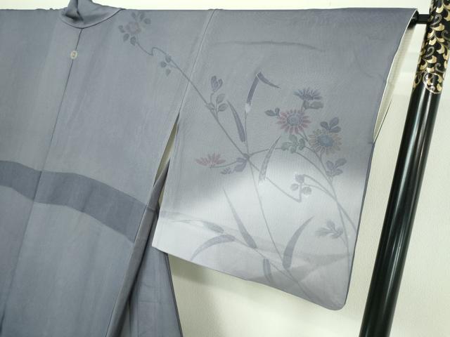 平和屋着物▽訪問着 無双 紗袷 紗×絽 草花文 銀彩 正絹 逸品 DAAW9402sf