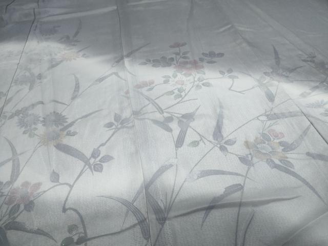 平和屋着物▽訪問着 無双 紗袷 紗×絽 草花文 銀彩 正絹 逸品 DAAW9402sf