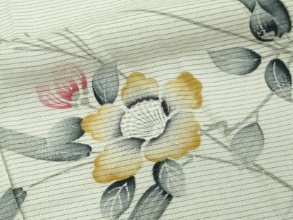 平和屋着物▽訪問着 無双 紗袷 紗×絽 草花文 銀彩 正絹 逸品 DAAW9402sf