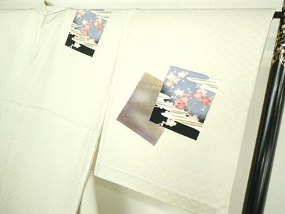 平和屋着物▽訪問着 単衣 刺繍 草花文 暈し染め 金彩 正絹 逸品 DAAW9405sf