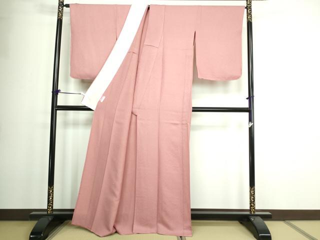 平和屋着物▽上質な色無地 単衣 舞葉地紋 薄紅色 正絹 逸品 未使用 DAAW9407sf
